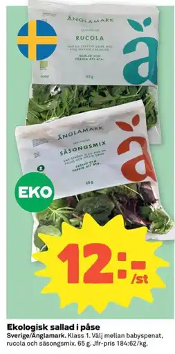 Coop Konsum Änglamark Ekologisk sallad i påse erbjuda