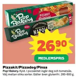 Coop Konsum Pop! Bakery Pizzakit/Pizzadeg/Pinsa erbjuda