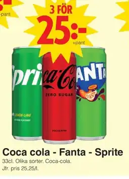 Matöppet Coca cola - Fanta - Sprite erbjuda