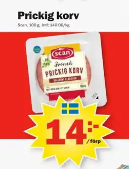 Pekås Prickig korv erbjuda