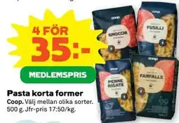 Stora Coop Pasta korta former, Medlemspris erbjuda