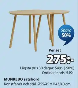 JYSK MUNKEBO satsbord erbjuda