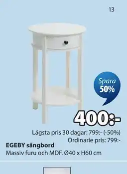 JYSK EGEBY sängbord erbjuda