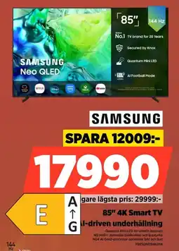 Power Samsung 85" 4K Smart TV Al-driven underhållning erbjuda