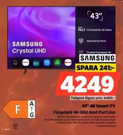 Power Samsung 43" 4K Smart-TV Färgstark 4K-bild med PurColor erbjuda