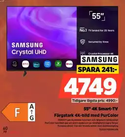 Power Samsung 55" 4K Smart-TV Färgstark 4K-bild med PurColor erbjuda
