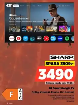 Power Sharp 4K Smart Google TV Dolby Vision & Atmos: Bio hemma erbjuda