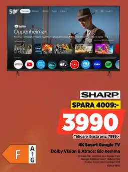Power Sharp 4K Smart Google TV Dolby Vision & Atmos: Bio hemma erbjuda