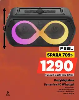 Power Feel Partyhögtalare Dynamisk 40 W batteri erbjuda