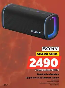 Power Sony Bluetooth-högtalare Djup bas och 25 timmars speltid erbjuda
