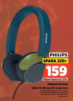 Power Philips Hörlurar för barn Säker 85 dB-ljud för unga öron erbjuda