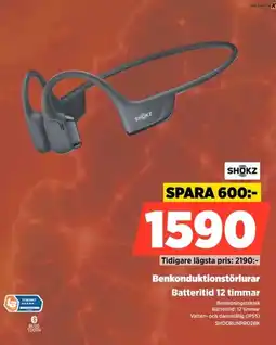 Power Shokz Benkonduktionstörlurar Batteritid 12 timmar erbjuda