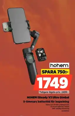 Power HOHEM iSteady V3 Ultra Gimbal 9-timmars batteritid för inspelning erbjuda