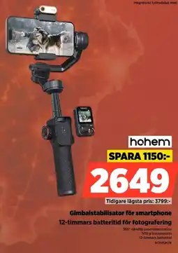 Power Hohem Gimbalstabilisator för smartphone 12-timmars batteritid för fotografering erbjuda