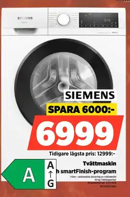 Power Siemens Tvättmaskin och smartFinish-program erbjuda