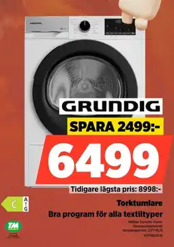 Power Grundig Torktumlare Bra program för alla textiltyper erbjuda