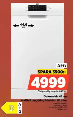 Power Aeg Diskmaskin 45 cm Kraftfull rengöring från hörn till hörn erbjuda