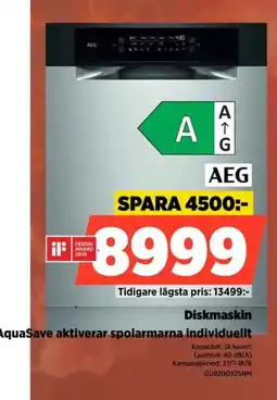 Power Aeg Diskmaskin AquaSave aktiverar spolarmarna individuellt erbjuda