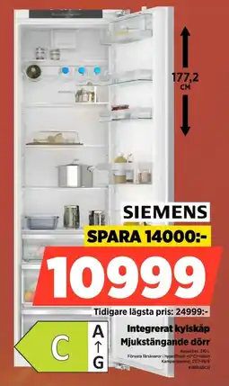 Power Siemens Integrerat kylskåp Mjukstängande dörr erbjuda