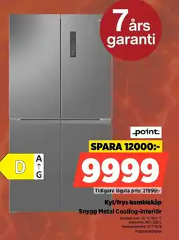 Power Point Kyl/frys kombiskåp Snygg Metal Cooling-interiör erbjuda