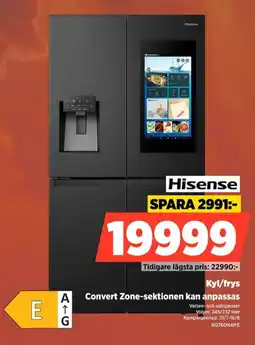 Power Hisense Kyl/frys Convert Zone-sektionen kan anpassas erbjuda