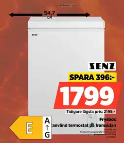 Power Senz Frysbox lättanvänd termostat på framsidan erbjuda