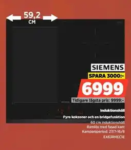Power Siemens Induktionshäll Fyra kokzoner och en bridgefunktion erbjuda