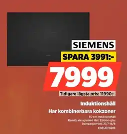 Power Siemens Induktionshäll Har kombinerbara kokzoner erbjuda