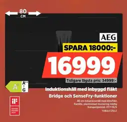 Power Aeg Induktionshäll med inbyggd fläkt Bridge och SenseFry-funktioner erbjuda