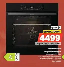 Power Gorenje Inbyggnadsugn Intryckbara knappar erbjuda