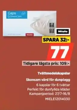 Power Miele Tvättmedelskapslar Skonsam vård för dunplagg erbjuda