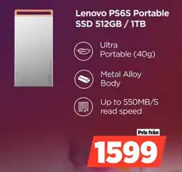 Power Lenovo PS6S Portable SSD 512GB/1TB erbjuda