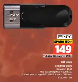 Power Pny USB-minne 32 GB USB-minne erbjuda