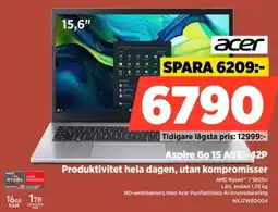 Power Acer Aspire Go 15 AG15-42P Produktivitet hela dagen, utan kompromisser erbjuda