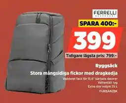 Power Ferrelli Ryggsäck Stora mångsidiga fickor med dragkedja erbjuda