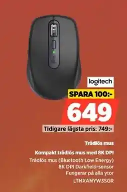 Power Logitech Trådlös mus Kompakt trådlös mus med 8K DPI erbjuda