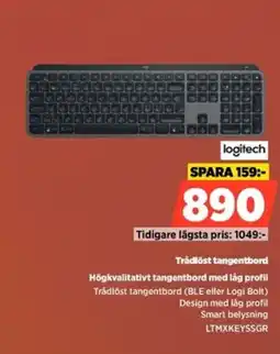 Power Logitech Trådlöst tangentbord Högkvalitativt tangentbord med låg profil erbjuda