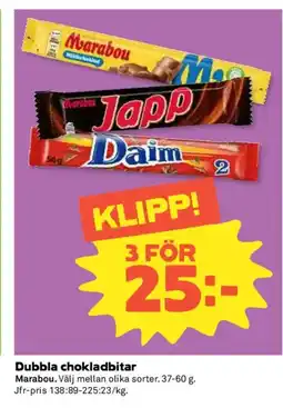 Coop Marabou Dubbla chokladbitar erbjuda