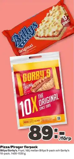 Coop Billys/Gorby's Pizza/Piroger flerpack erbjuda