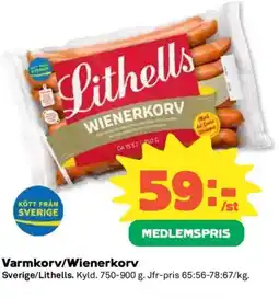 Coop Lithells Varmkorv/Wienerkorv erbjuda
