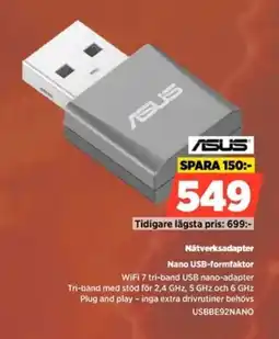 Power Asus Nätverksadapter Nano USB-formfaktor erbjuda