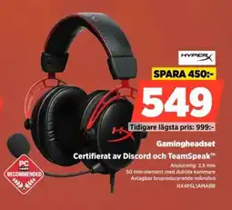 Power Hyper Gamingheadset Certifierat av Discord och TeamSpeak™ erbjuda
