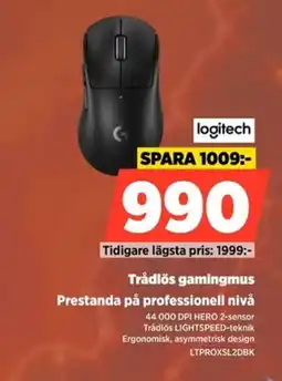 Power Logitech Trådlös gamingmus Prestanda på professionell nivå erbjuda