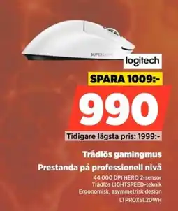 Power Logitech Trådlös gamingmus Prestanda på professionell nivå erbjuda