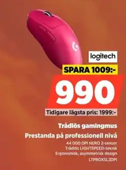 Power Logitech Trådlös gamingmus Prestanda på professionell nivå erbjuda