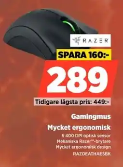 Power Razer Gamingmus Mycket ergonomisk erbjuda