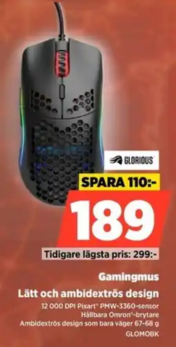 Power Glorious Gamingmus Lätt och ambidextrös design erbjuda