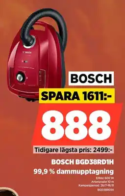 Power BOSCH BGD38RD1H 99,9% dammupptagning erbjuda