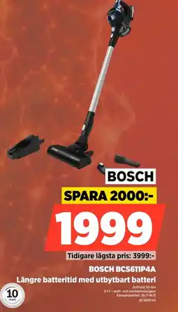 Power Bosch BCS611P4A Längre batteritid med utbytbart batteri erbjuda