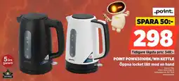Power Point POWK5010BK/WH Kettle Öppna locket lätt med en hand erbjuda
